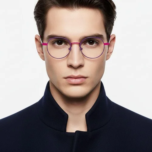 Lunettes ovales en métal violet #BS2425-1275