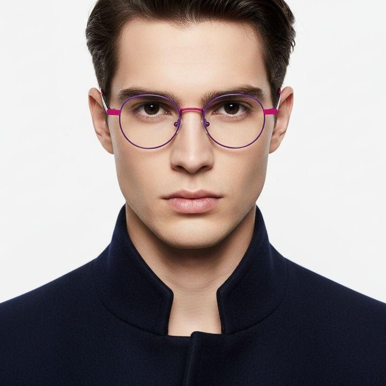 Oval Purple Metal Glasses #BS2425-1275