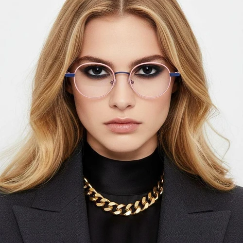 Oval Pink Metal Glasses #BS2425-1276