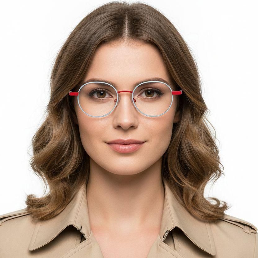 Oval Blue Metal Glasses #BS2425-1278