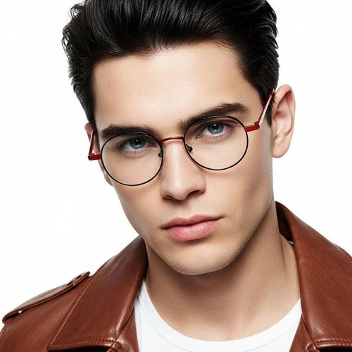 Lunettes ovales en métal rouge #BS2425-1279