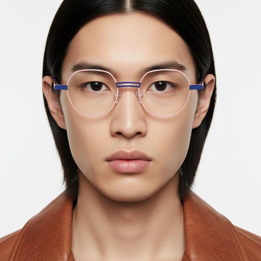 Oval Pink Metal Glasses #BS2425-1281