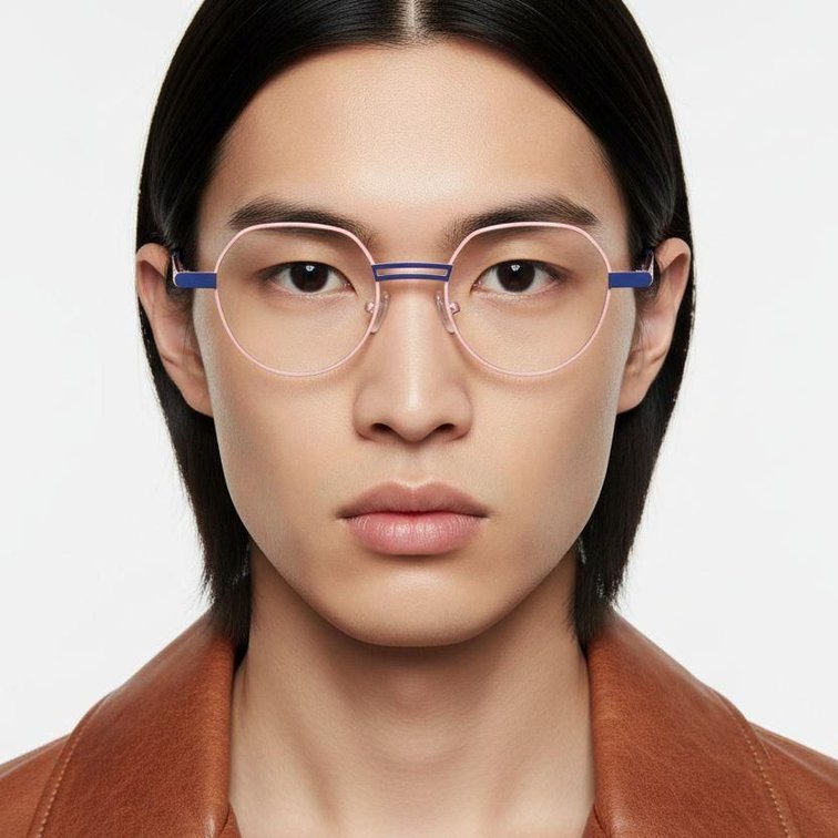 Oval Pink Metal Glasses #BS2425-1281