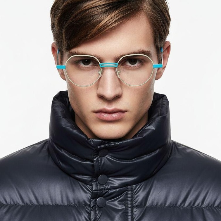 Oval Green Metal Glasses #BS2425-1282
