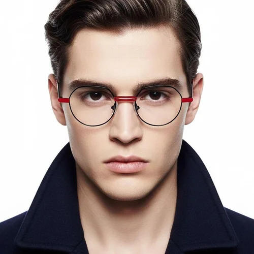 Lunettes ovales en métal rouge #BS2425-1285