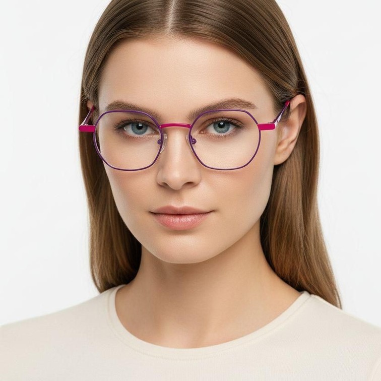 Geometrische paarse metalen bril #BS2425-1286