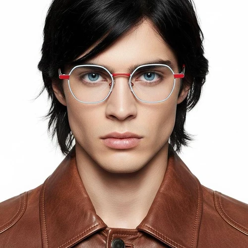 Geometric Blue Metal Glasses #BS2425-1289