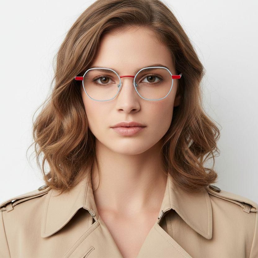 Gafas geométricas de metal azul #BS2425-1289