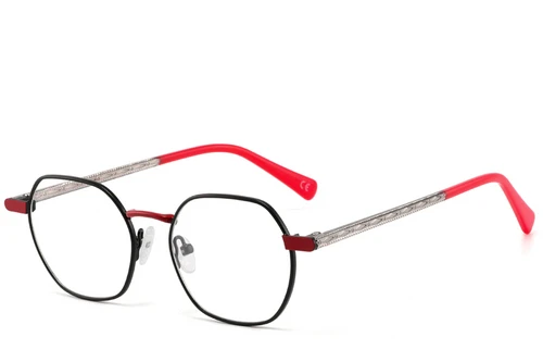 Geometric Red Metal Glasses #BS2425-1291