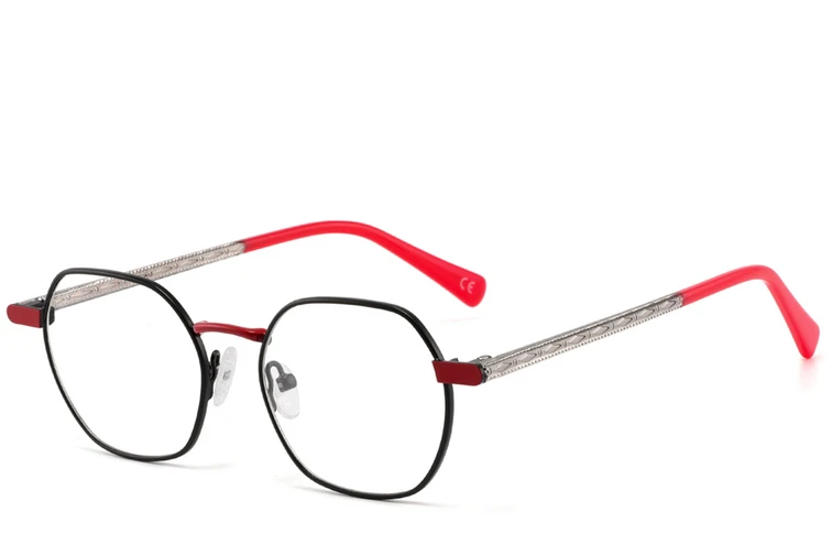 Occhiali geometrici in metallo rosso #BS2425-1291
