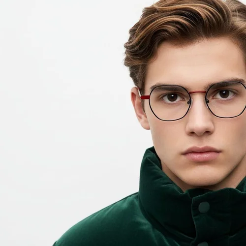 Lunettes géométriques en métal rouge #BS2425-1291