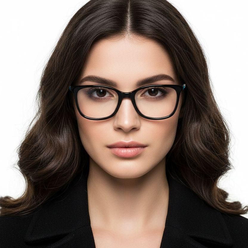 Ovale schwarze Acetatbrille #BS2425-1371