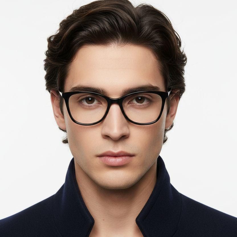 Schmetterlingsbrille aus schwarzem Acetat #BS2425-1383