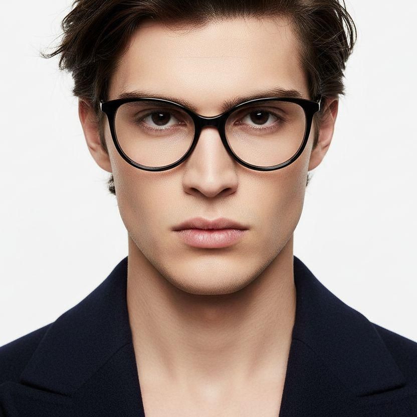 Schmetterlingsbrille aus schwarzem Acetat #BS2425-1392