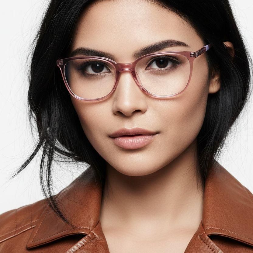 Gafas ovaladas de acetato rosa #BS2425-1402