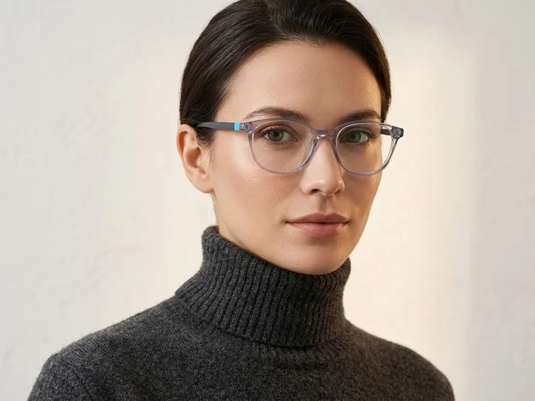 Oval Blue Acetate Glasses #BS2425-1403