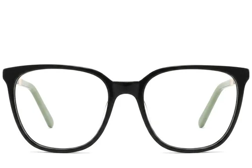 Lunettes ovales en acétate noir #BS2425-1407