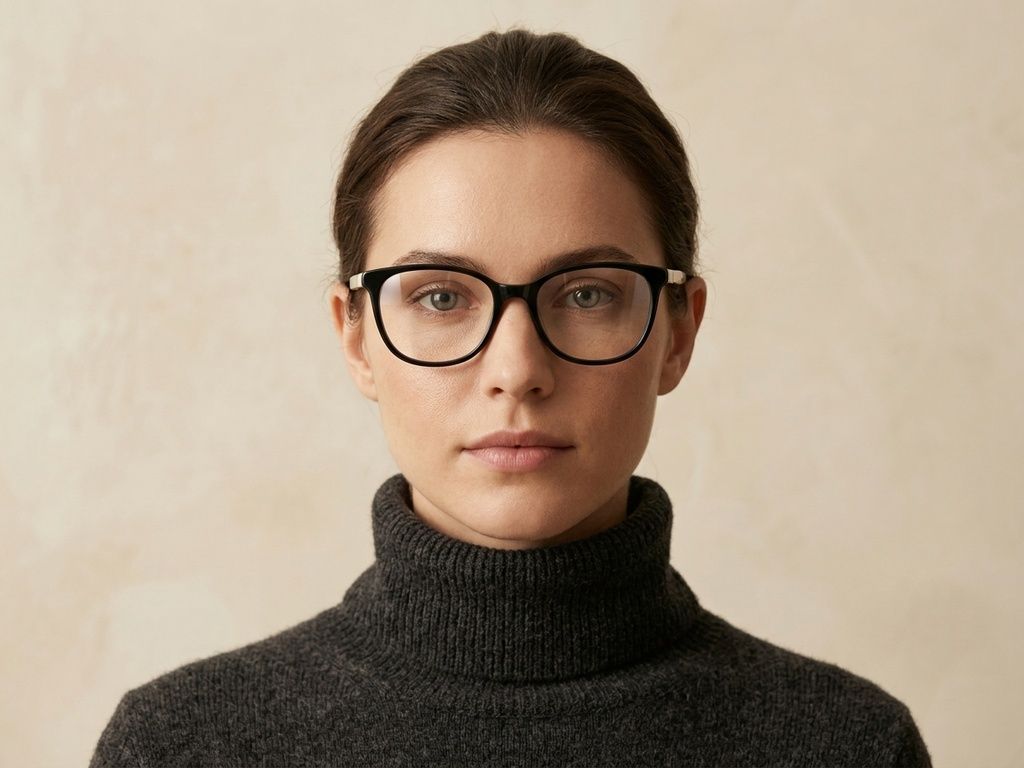 Gafas ovaladas de acetato negro #BS2425-1407
