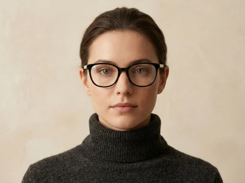 Lunettes ovales en acétate noir #BS2425-1407
