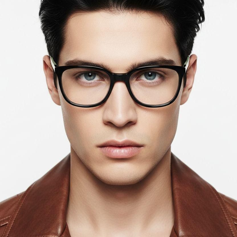 Gafas ovaladas de acetato negro #BS2425-1407