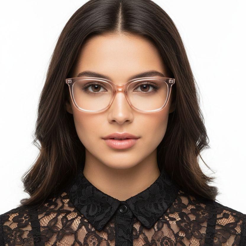 Rectangular Pink Acetate Glasses #BS2425-1428