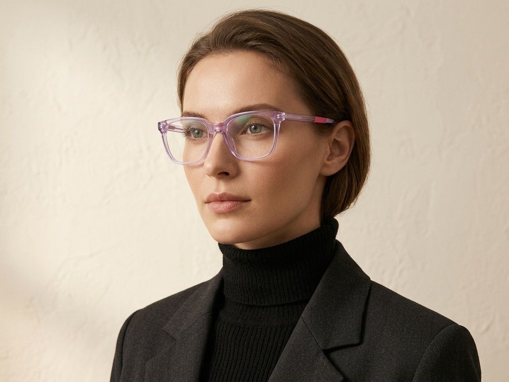 Rectangular Purple Acetate Glasses #BS2425-1429