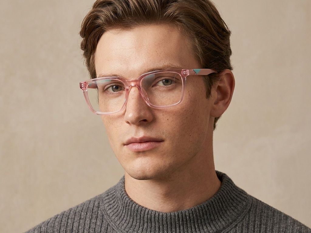 Rectangular Pink Acetate Glasses #BS2425-1452