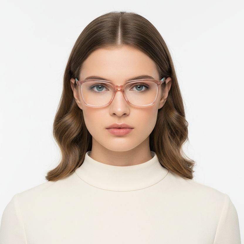 Rectangular Pink Acetate Glasses #BS2425-1452
