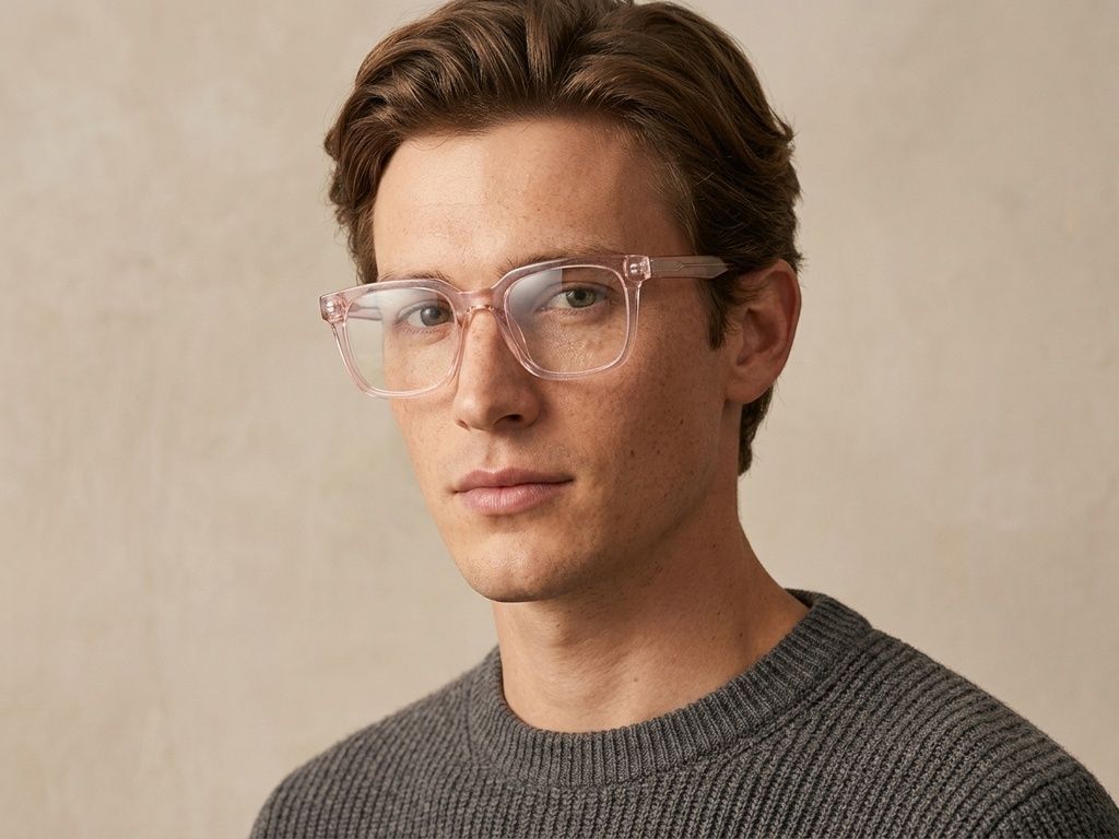 Rectangular Pink Acetate Glasses #BS2425-1469
