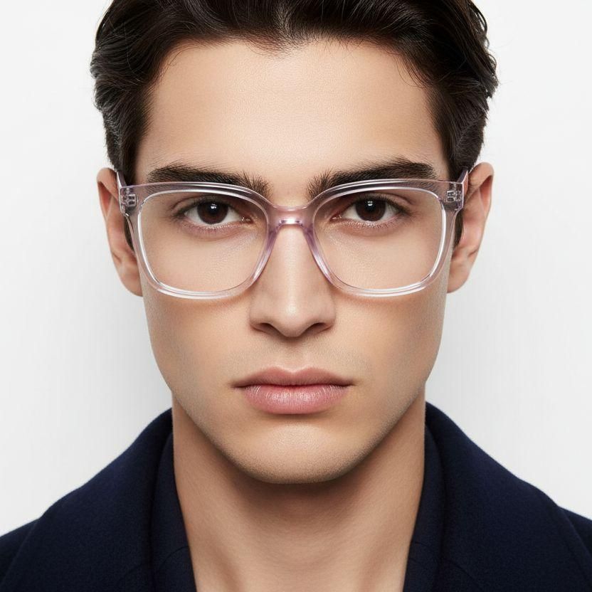 Rectangular Pink Acetate Glasses #BS2425-1471