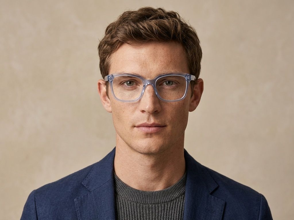 Gafas rectangulares de acetato azul #BS2425-1480