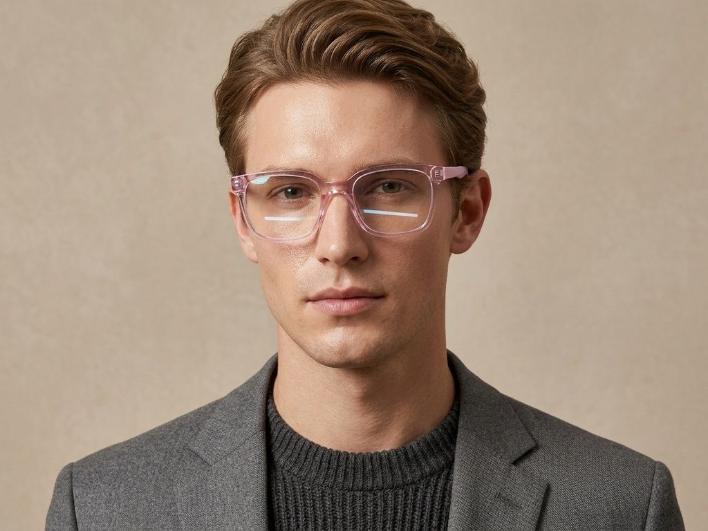 Rectangular Pink Acetate Glasses #BS2425-1483