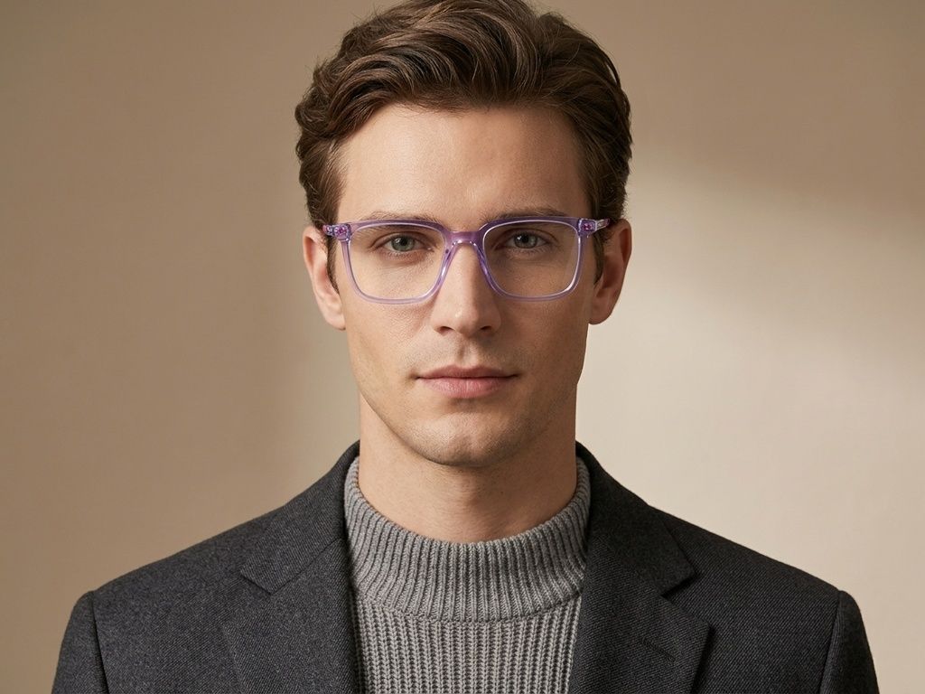 Rectangular Purple Acetate Glasses #BS2425-1499