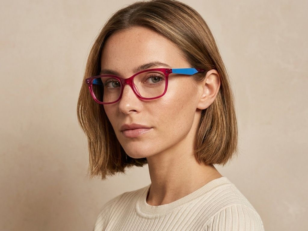 Rectangular Red Acetate Glasses #BS2425-1507