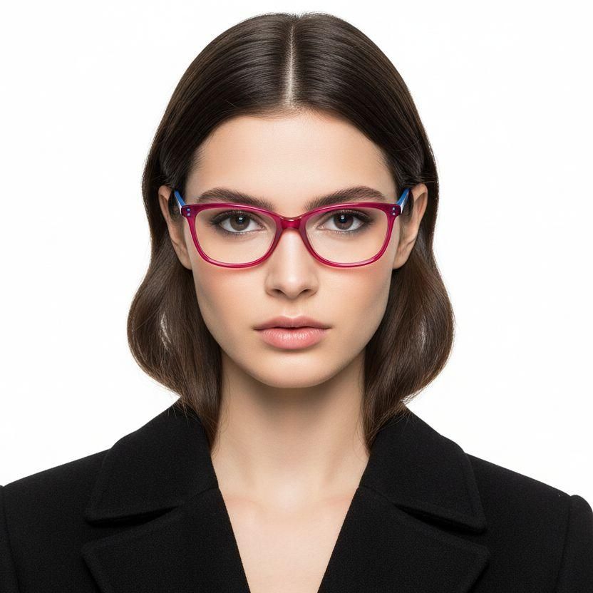Rectangular Red Acetate Glasses #BS2425-1507