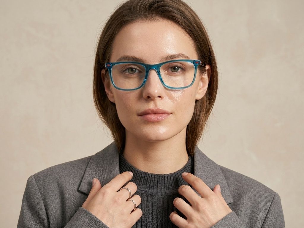 Rectangular Blue Acetate Glasses #BS2425-1515
