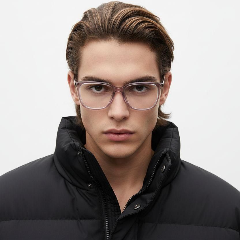 Rechteckige rosa Acetatgläser #BS2425-1541