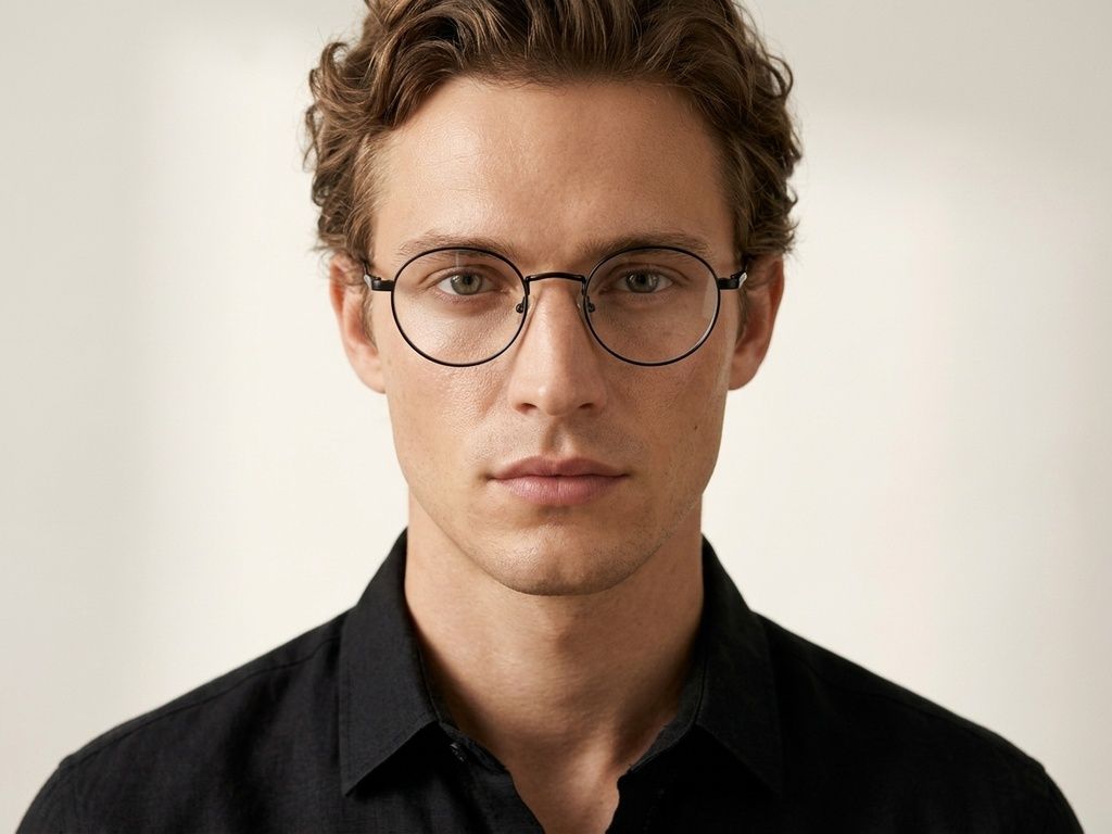 Oval Black Metal Glasses #BS2425-1559