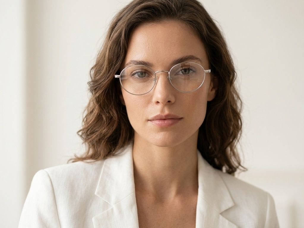 Oval Silver Metal Glasses #BS2425-1560