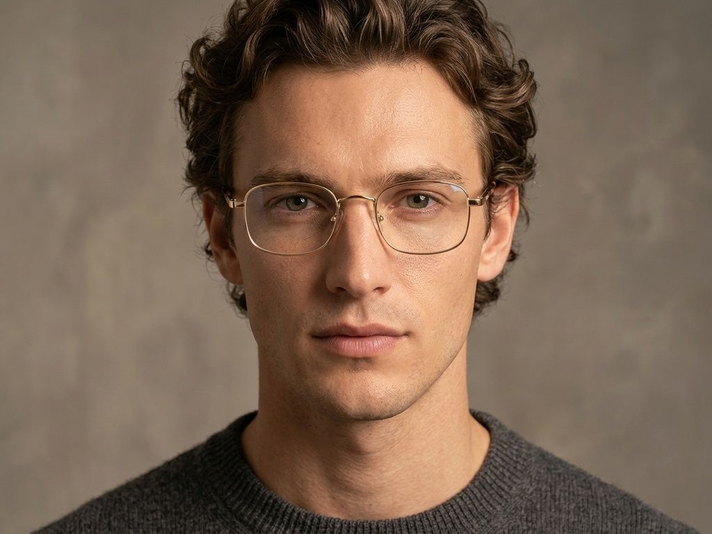 Rectangular Golden Metal Glasses #BS2425-1566