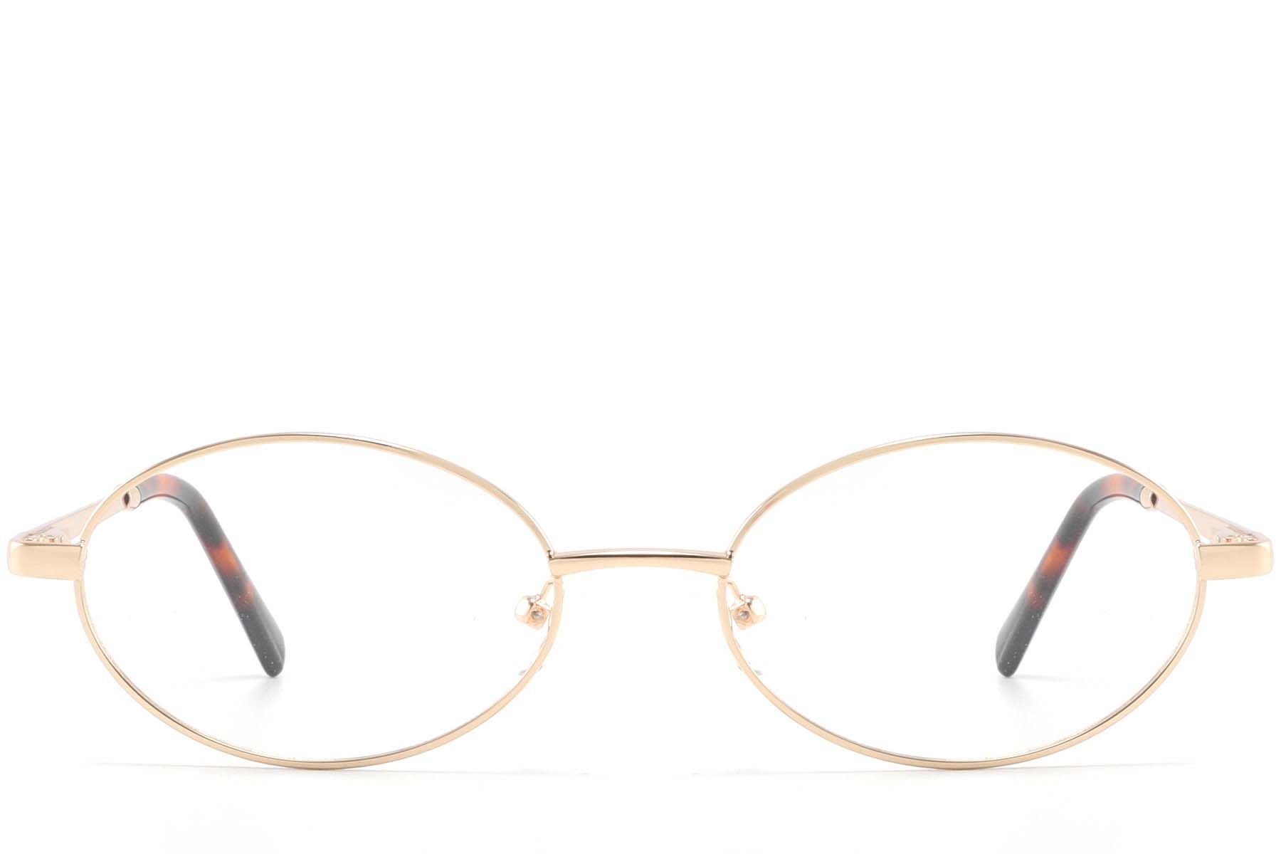 Oval Golden Metal Glasses #BS2425-1570