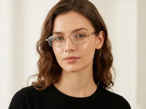 Lunettes rectangulaires en métal doré #BS2425-1574