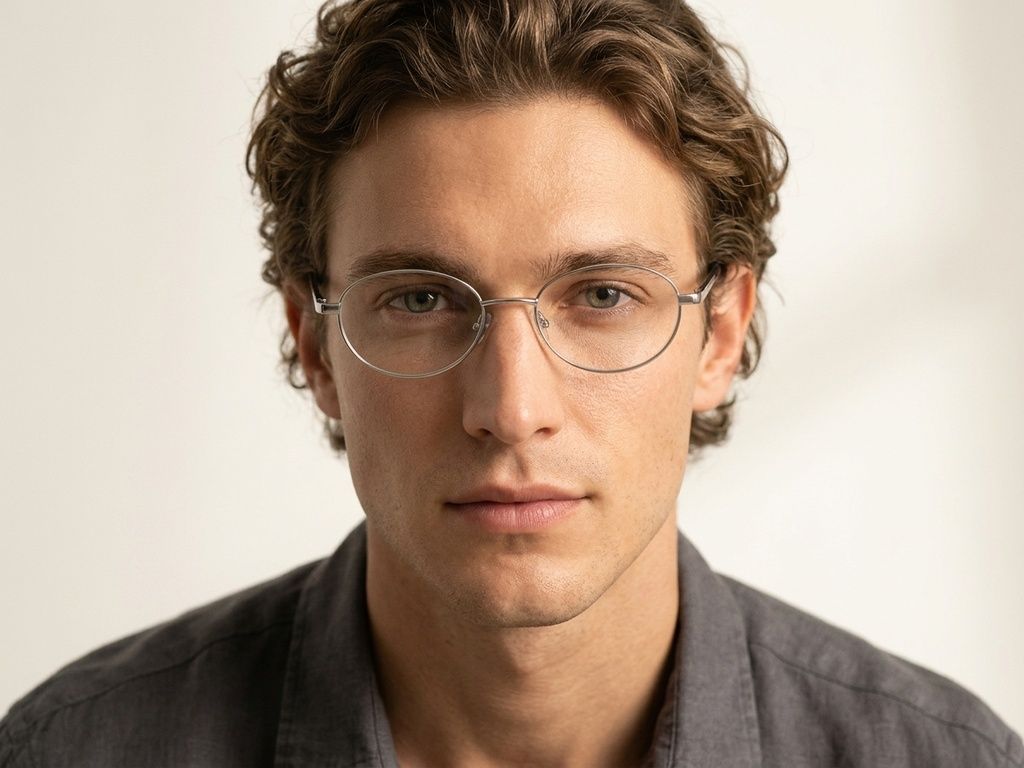 Gafas ovaladas de metal plateado #BS2425-1588