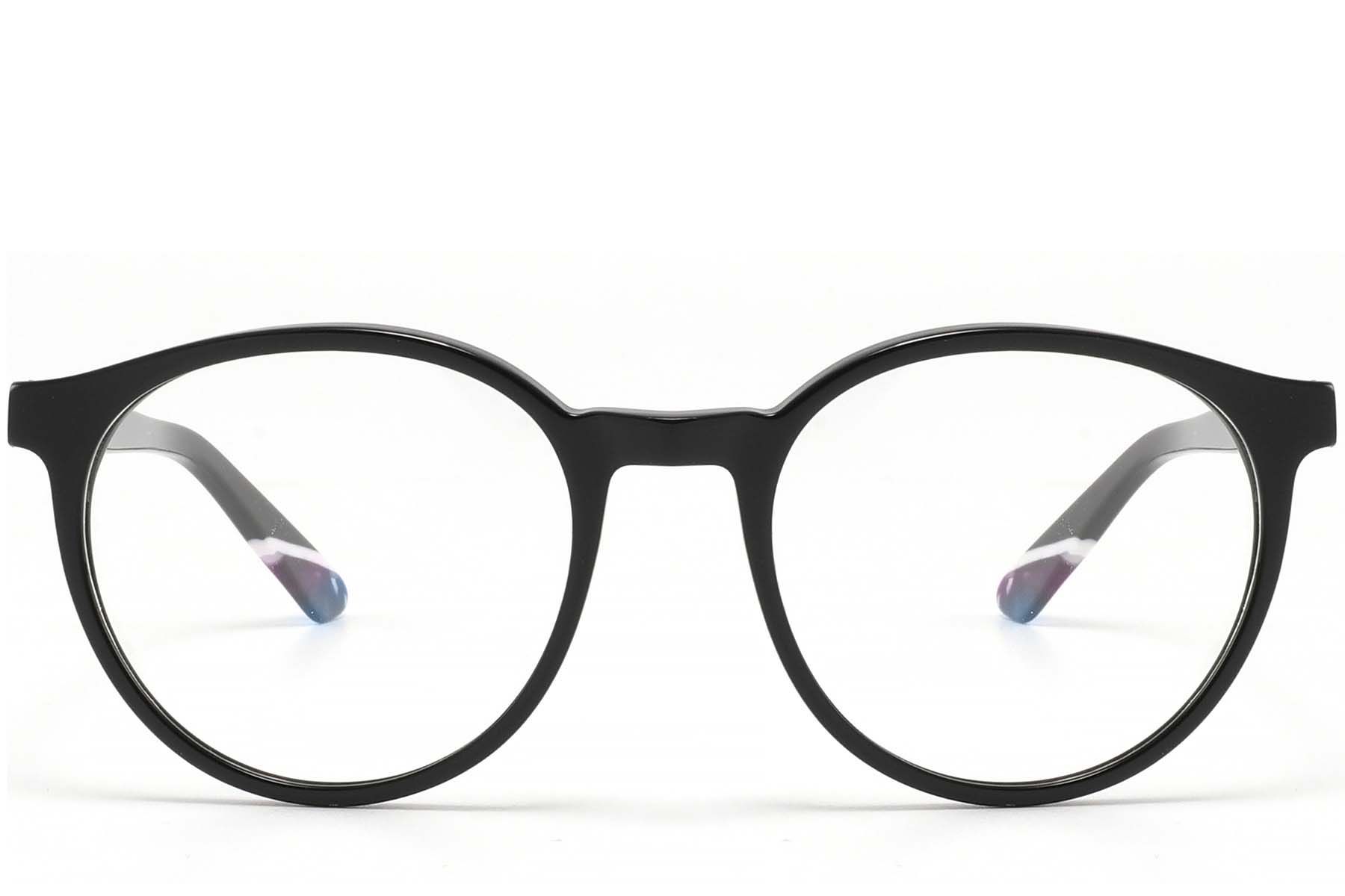 Round Black Acetate Glasses #BS2425-1590