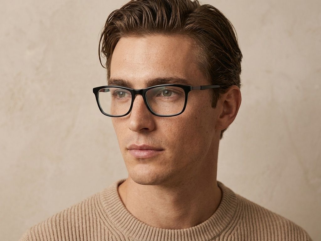 Gafas rectangulares de acetato negro #BS2425-1603