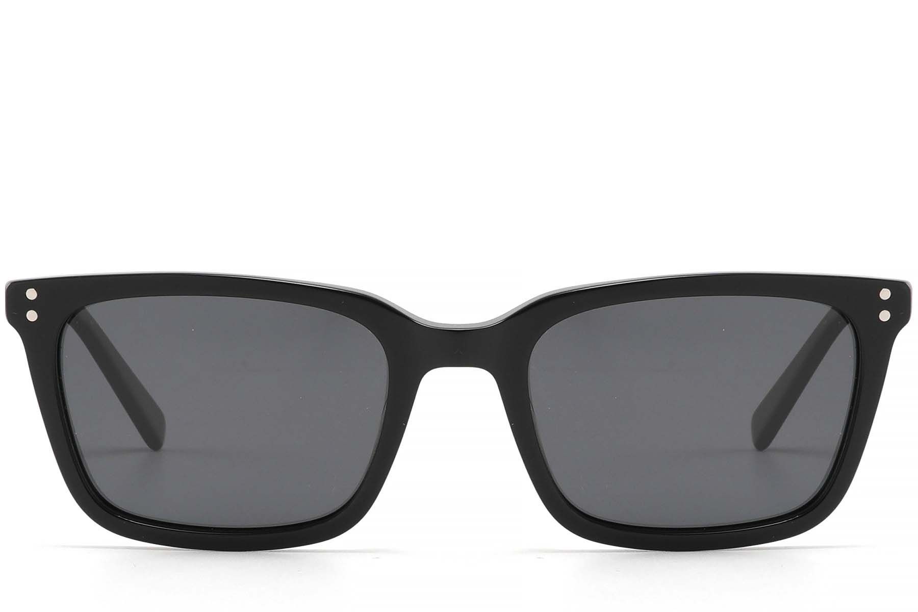 Gafas de sol rectangulares de acetato negro #BS2425-1609