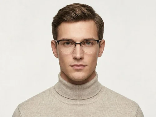 Lunettes semi-cerclées en métal noir #BS2425-1618