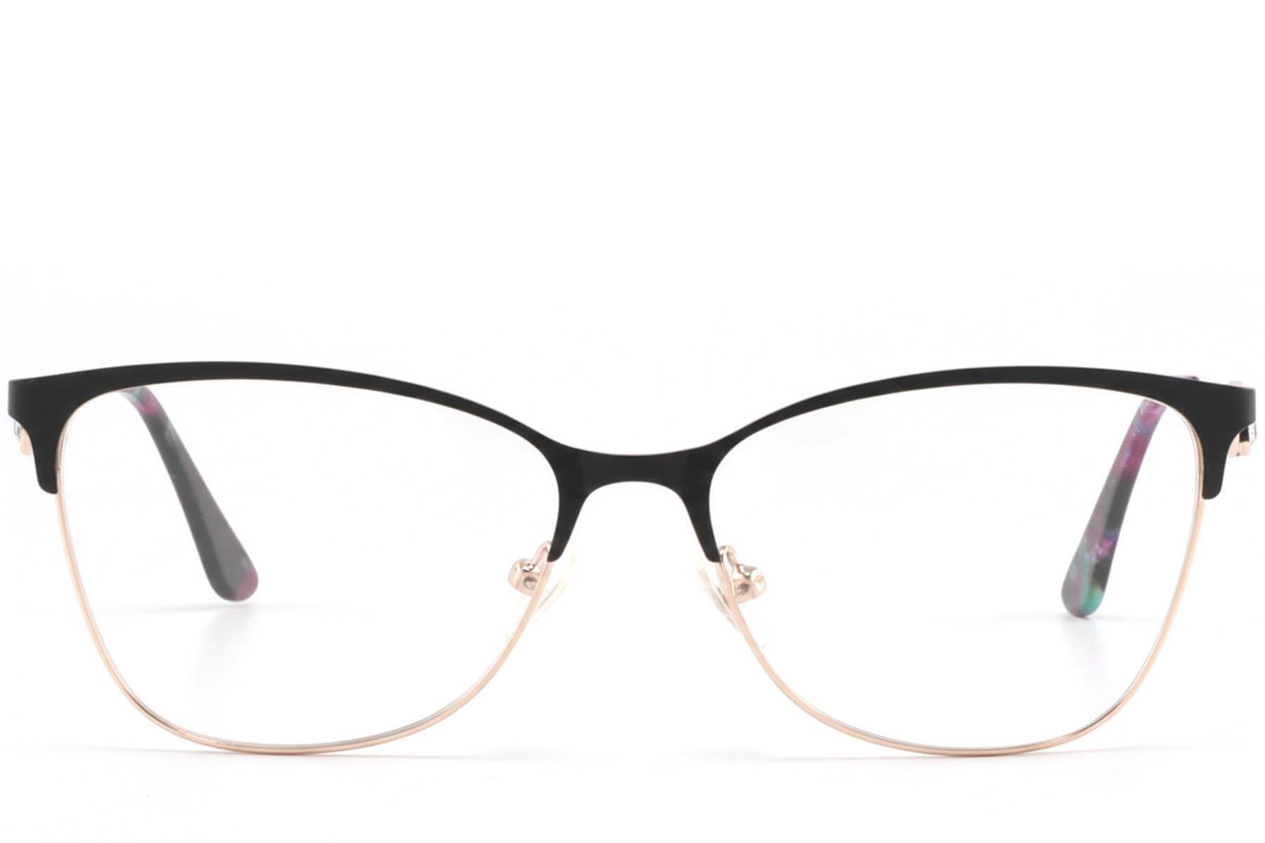 Semi-rimless Black Metal Glasses #BS2425-1618