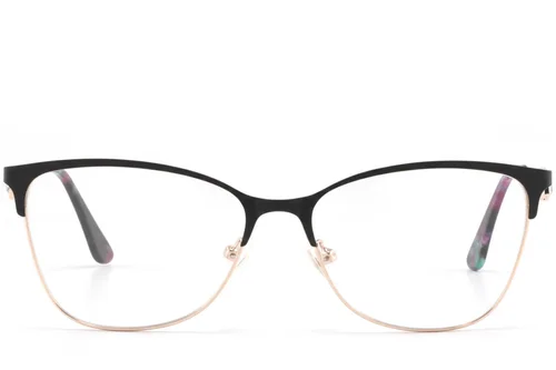 Lunettes semi-cerclées en métal noir #BS2425-1618