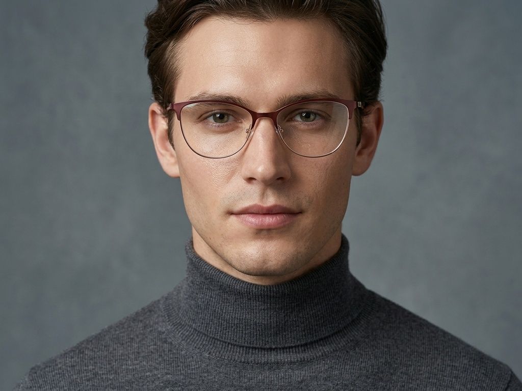 Semi-rimless Brown Metal Glasses #BS2425-1619